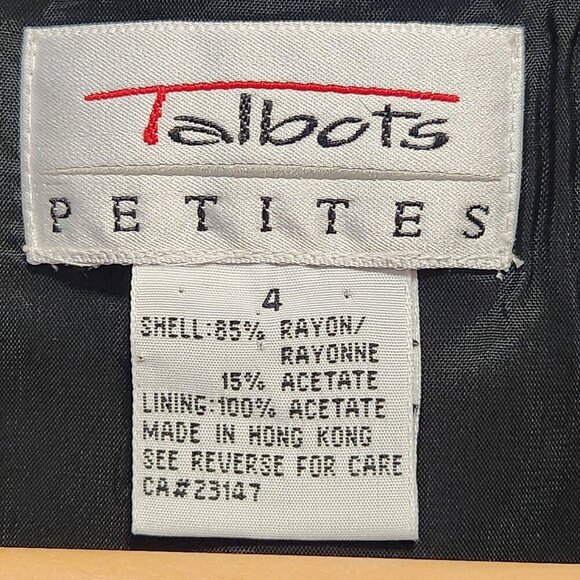 VTG Talbots Petites Women's Size 4 Black/White Floral Vest Structured Officewear - Picture 3 of 5